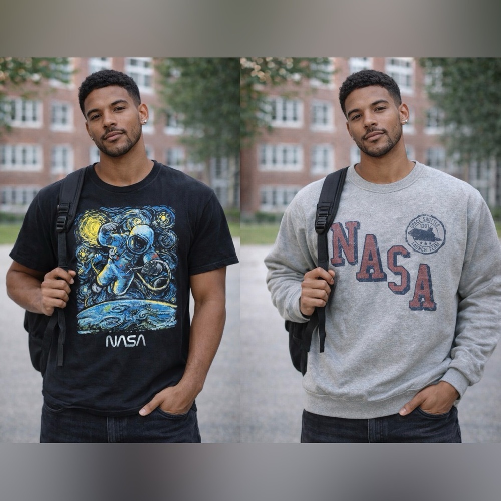 TWO NASA brand- Graphic T-Shirt & Sweatshirt Set